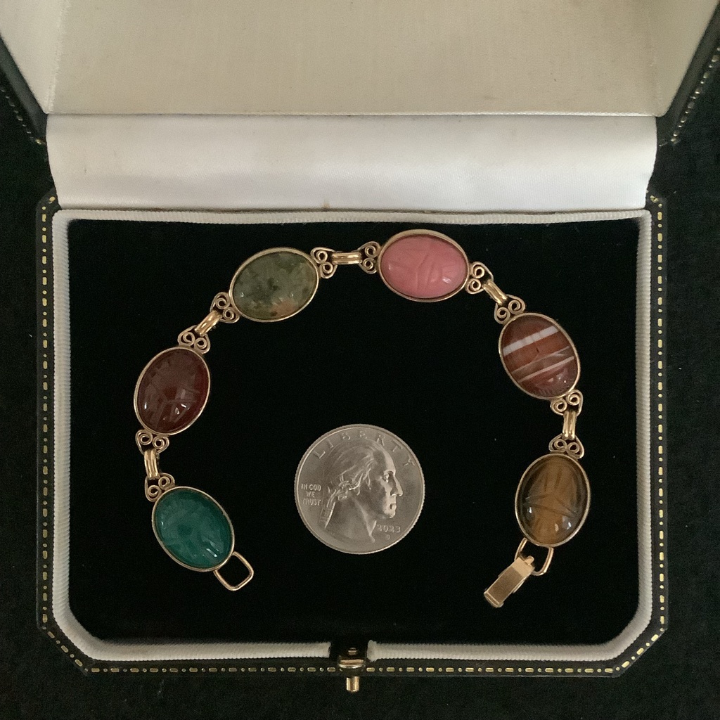 Vintage Krementz Genuine Gem Stone Scarab Bracelet 69$